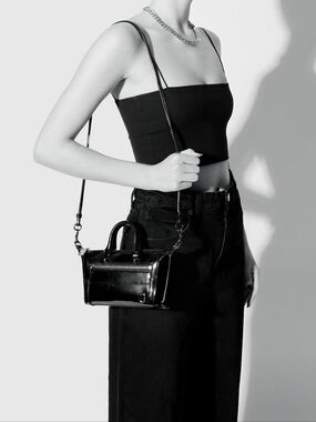 Rebecca Minkoff Black Patent Leather Mini Satchel Crossbody Bag NWT